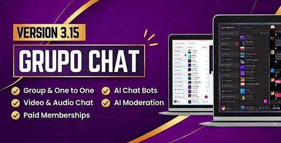 Grupo Chat Room and Private Video Audio AI Chat PHP Script